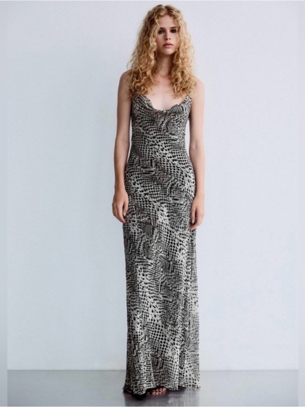 Zara Animal Print Open Back Slinky Date Night Dress